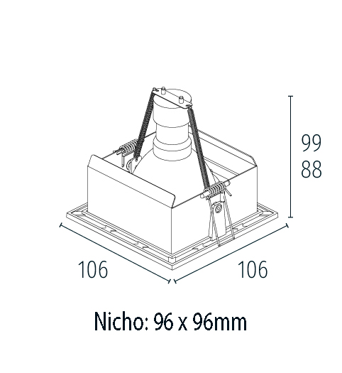 Dimensões de EMBUTIDO QUADRADO V2 AR70 50W GU10