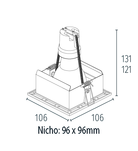 Dimensões de EMBUTIDO QUADRADO V2 PAR20 50W GU10