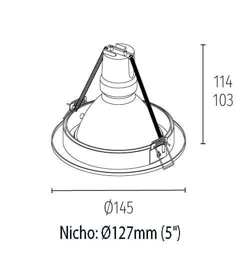 Dimensões de EMBUTIDO REDONDO ORIENTAVEL PAR30 E27