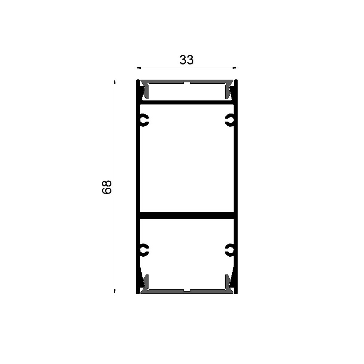 Dimensões de PERFIL MULTI SOBREPOR