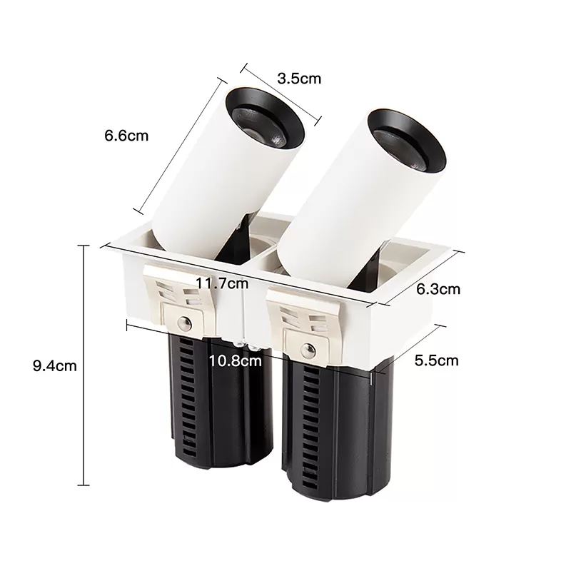 Dimensões de EMBUTIDO RETRATIL DUPLO 7W BIV 2700K IRC97