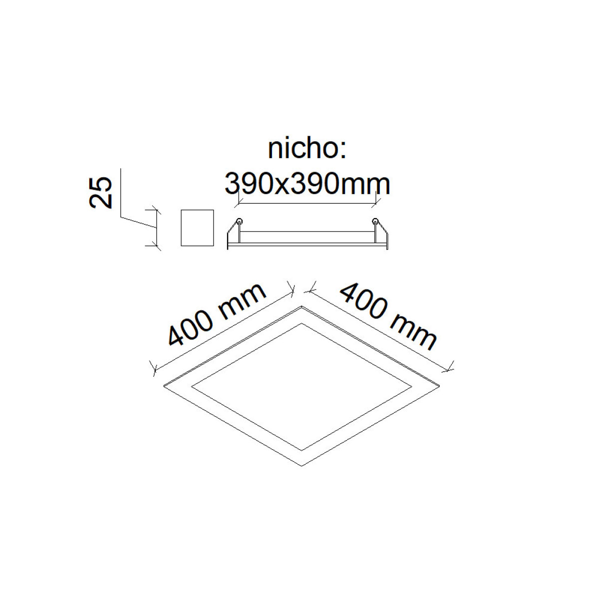 Dimensões de EMBUTIDO INSERT-Q 400 30W 100~240V 2560LM 4000K