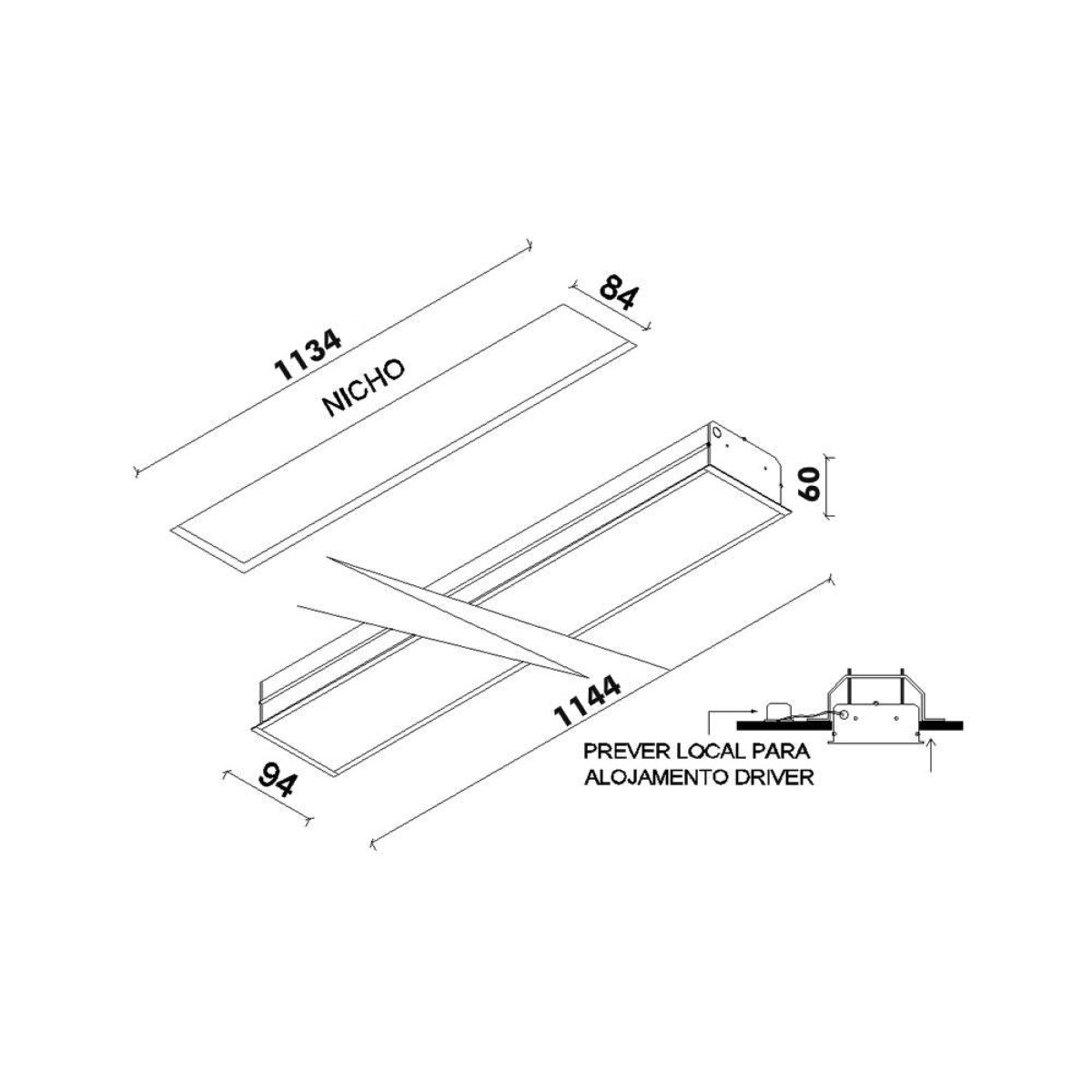Dimensões de EMBUTIDO SOTILLE G 1130 26W BIVOLT
