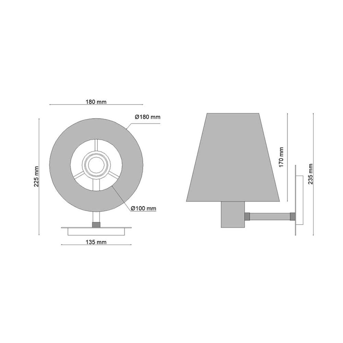 Dimensões de ARANDELA ELLE G 1X23W E27 - SEM INT.