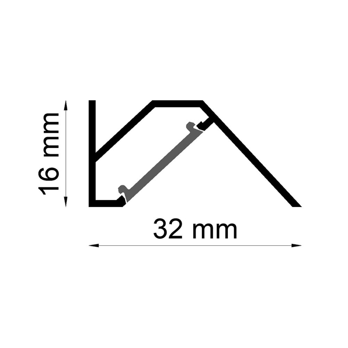 Dimensões de PERFILED ASSIMETRICO DIFUSOR