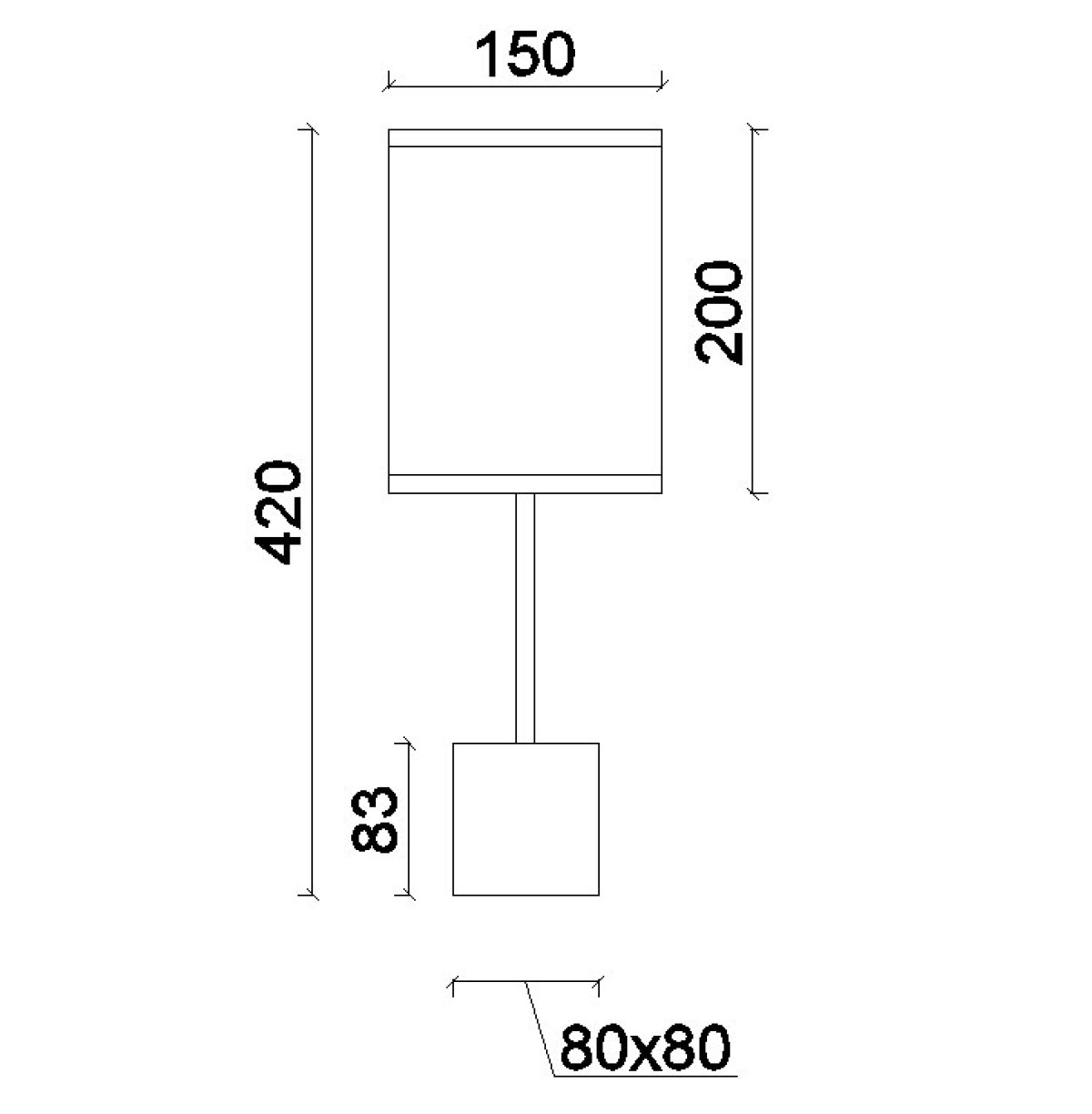 Dimensões de ABAJUR POCKET PEQUENO 25W E27