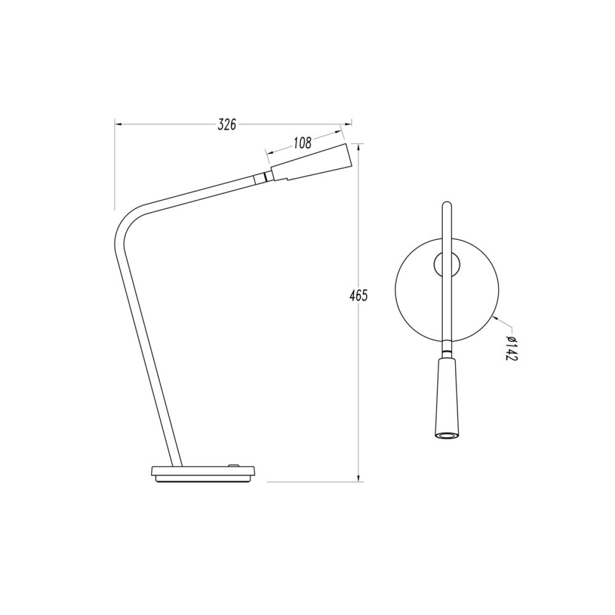 Dimensões de LUMINÁRIA DE MESA GAMMA LED 2,2W 100~240V 2700K