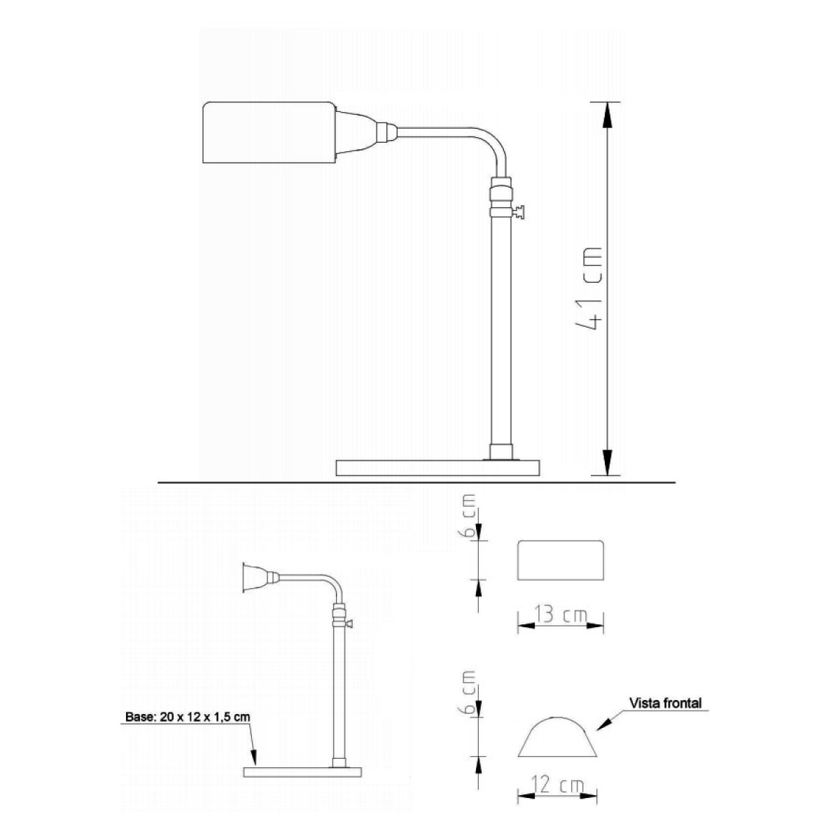 Dimensões de LUMINARIA DE MESA BRASILIA 60W